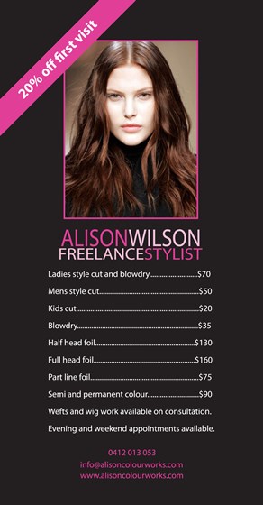 Branding: AlisonWilson Hair Stylist Logo and Flyer
